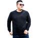 Large Size Men's Versatile Simple Crew Neck Sweater Men's Elastic Black Long-sleeved Sweater Men's Winter Warm Bottoming Shirt_viptrois.com