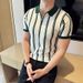 Men's Half-Zip Contrast Stripe Polo Shirt - Summer Lightweight & Breathable | Slim Lapel Design | Mature Elegant Style_viptrois.com