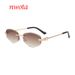 New Frameless Metal Frame Single Beam Irregular Angular Oval Sunglasses Sun Protection Sunglasses T1174_viptrois.com