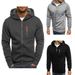 Men's Clothing Fleece-Lined Zip-Up Hoodie With Stand Collar Athletic Casual Pullover (White Wine Red, Navy, Army Green, Light Gray, Dark Gray)_viptrois.com