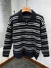 Striped Polo Collar Sweater For Men And Women In Autumn And Winter, Stylish Knit Sweater Jacket_viptrois.com