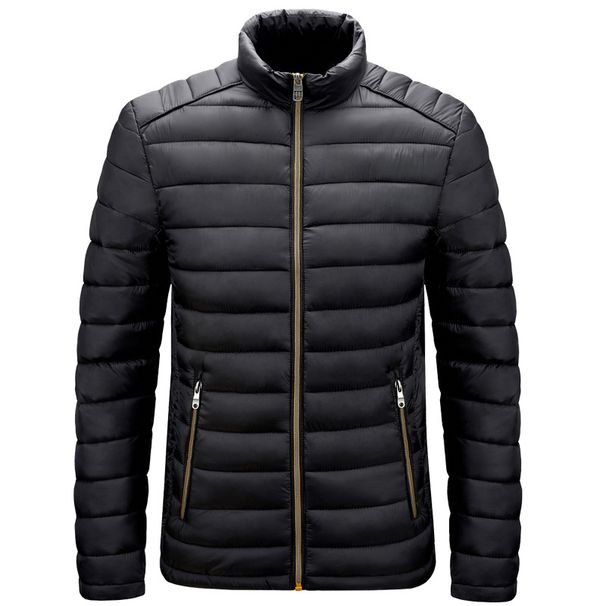 Men's Lightweight Quilted Jacket With Stand Collar, Slim Fit Casual Winter Coat For Youth (Multiple Colors & Sizes)_viptrois.com