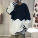 Color Blocked Round Neck Sweater Men's Striped Men's Thread Jacket Loose Knit Sweater_viptrois.com