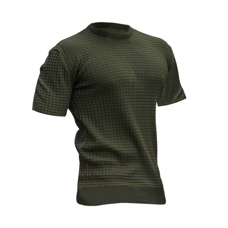 Men's New Summer Small Square T-shirt Round Neck Casual Half Sleeve Tops_viptrois.com
