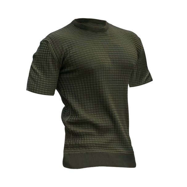 Men's New Summer Small Square T-shirt Round Neck Casual Half Sleeve Tops_viptrois.com