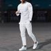 Men's Clothing Waffle-Knit Lounge Set – Solid Color Long Sleeve Top & Pants For Men (White/Black/Navy, S-XXXL)_viptrois.com