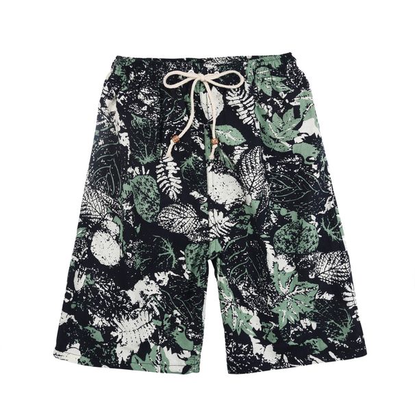Men's Clothing Summer New Cotton And Linen Printed Five Point Men's Beach Pants Leisure Sports Loose Large Size Shorts Men Thin Style Trend_viptrois.com