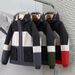Men's Color-Block Hooded Winter Jacket – Korean Streetwear Style | Heavy Cotton Fill | 95% Polyester Shell | Slim Fit (L-4XL) In Grey/Red/Olive_viptrois.com