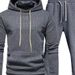 Men's Waffle Jacquard Hooded Tracksuit Set - Lightweight Casual Two-Piece Outfit For Fall & Winter (White, Light Grey, Dark Grey, Black, Beige)_viptrois.com