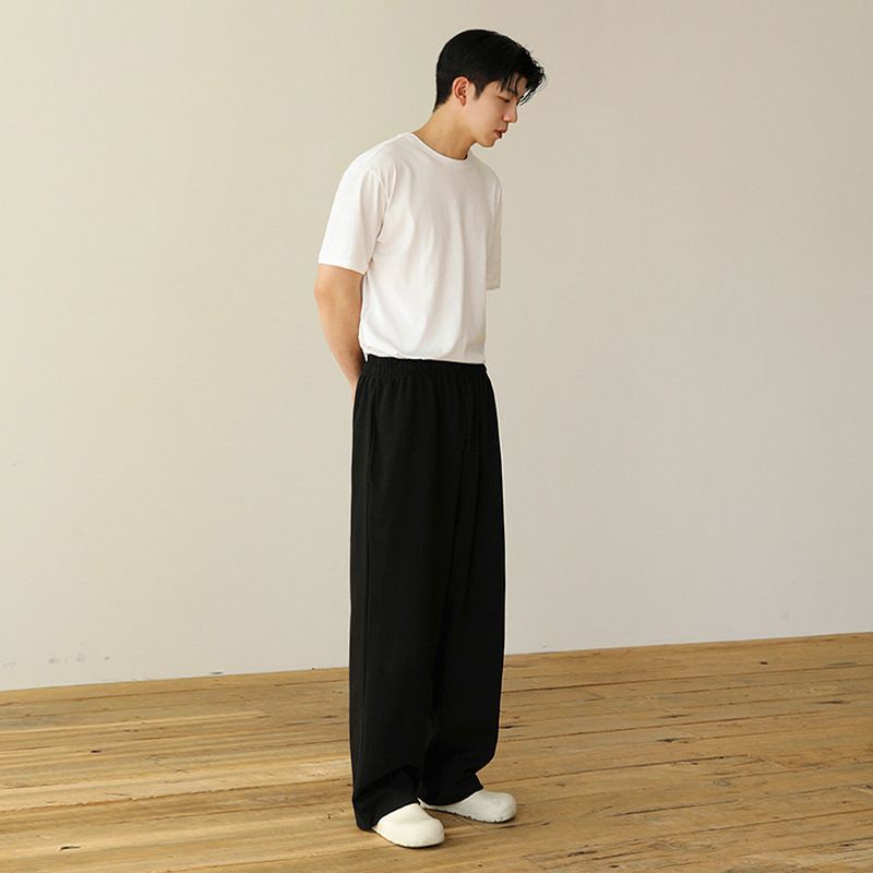 Men's Clothing Style Trendy Wide Leg Sweatpants Cotton Loose Gray Sports Pants Casual Trousers_viptrois.com