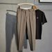 2025 New Designer Men's Suit Pants With Hong Kong Style Entering Fashion Straight Leg Weight Loss Harvest Pants, Casual And Fashionable Draped Western_viptrois.com