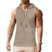New Large Size Summer Thin Men's Casual Hooded Solid Color Lace-up Sleeveless Vest_viptrois.com