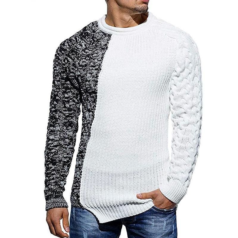Men's Clothing Solid Color Round Neck Long Sleeve Knitted Top Large Size Men's Clothing_viptrois.com