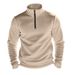 2024 American Style Men's Composite Fleece Outdoor Long Sleeve Zipper Stand Collar Base Sweatshirt_viptrois.com