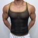 Men's Clothing Summer New Men's Fitness Tight Mesh Sports Vest Sexy Thin Mesh Transparent I Shaped Vest_viptrois.com