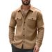 Men's Clothing Fleece Lined Turn-Down Collar Multi-Pocket Single-Breasted Casual Jacket - Slim Fit Lightweight Warm Stylish Outerwear Urban Commute_viptrois.com