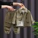 Kid's Clothing Boys Autumn Suit Collection Eight Seasons New Children's Handsome Baby Spring And Autumn Trendy Corduroy Two Piece Suit Trendy_viptrois.com