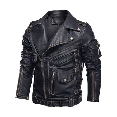 fashion Winter Winter Mens Leather Jacket Men Fashion Motorcycle PU Leather Jacket Cool Zipper Pockets Leather Coats Clothing_viptrois.com