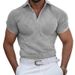 High-end Waffle Lapel Men's T-shirt Collar Summer Solid Color New Heavy Short Sleeve_viptrois.com