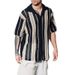 Men's Clothing Spring And Summer New Casual Knitted Splicing Striped Mesh Top Light Business Men's Shirt_viptrois.com