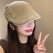 Solid Color Washed Vintage Forward Cap For Women, Spring And Summer, Face Slimming Beret, Large Head Circumference,_viptrois.com