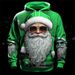 Pure Hot Sale Fun Santa Claus 3D Digital Print Men's Autumn Winter Loose Drawstring Pocket Hoodie In Stock_viptrois.com