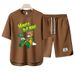 Men's Clothing 2024 Waffle Casual Summer Suit Men's Loose Teen Short sleeved T shirt Shorts Handsome Two piece Suit_viptrois.com