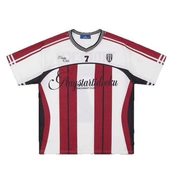Men's Clothing Retro Sports V Neck Jersey Short Sleeved T Shirt Men And Women Loose Hip Hop Style T Shirt Female Digital Couple Top Trend_viptrois.com