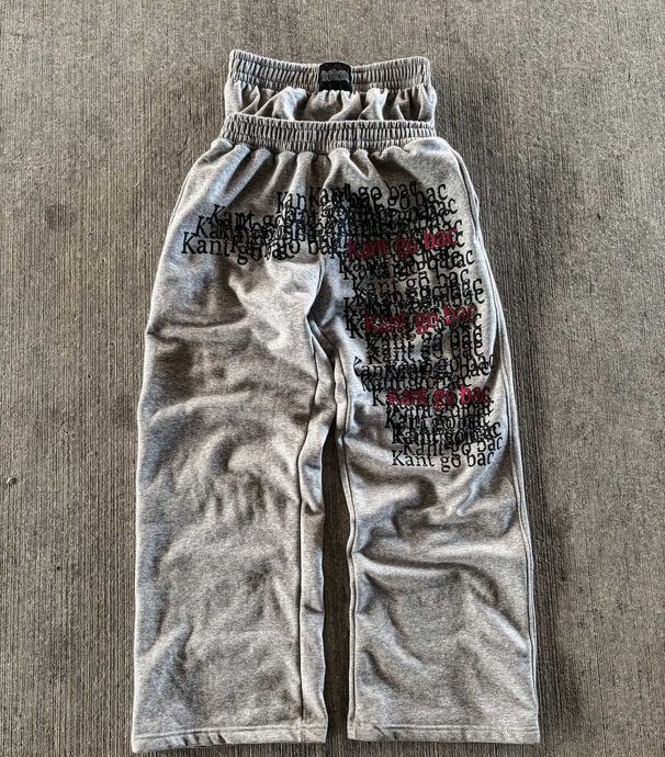 Men's Clothing Loose Retro Heavy Letter Print Casual Pants Double Waist High Street Fashion Wide Leg Pants Hip Hop Contrast Color Sweatpants_viptrois.com