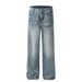 Men's Clothing 2025 Neutral Trendy Washed Blue Design High End Men's Straight Loose Jeans_viptrois.com