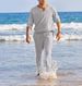 Men's Clothing Casual Solid Color Pocket Elastic Cotton And Linen Suit_viptrois.com