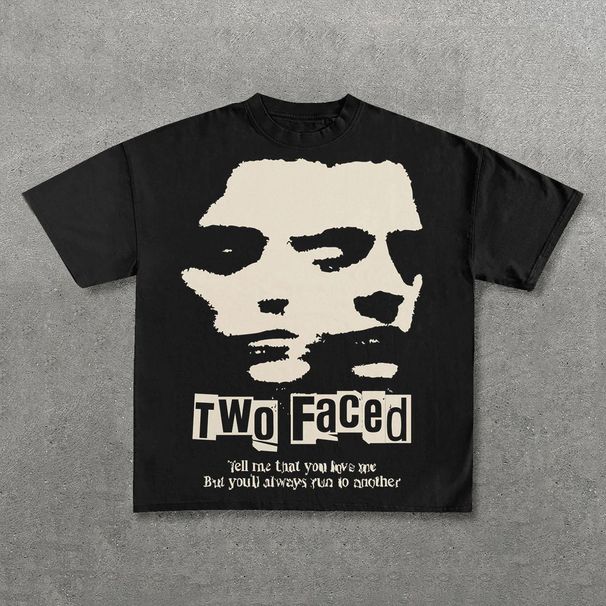 Camiseta Unisex Gráfica Manga Corta Con Estampado De Dos Caras_viptrois.com