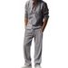 Men's Clothing Four Seasons Linen Men's Casual Loose Breathable Long Sleeved Trousers Shirt Beach Suit Spot_viptrois.com