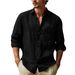 Men's Clothing Men's Tops Pure Cotton Shirt Solid Color Long Sleeved Shirt Men's Casual Cardigan Long Shirt Men_viptrois.com