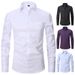 Men's Clothing Spring And Summer New Shirt Men's Iron Free Long Sleeved Shirt Hot Selling Solid Color Striped Inch Shirt_viptrois.com