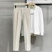 Men's Clothing Casual Pants Loose Nine Point Drape Straight All Match Solid Color Suit Trousers_viptrois.com