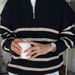 New Half height Zipper Collar Sweater Men's Spring and Autumn Striped Knitted Bottom Shirt Casual Knitted Thread Top_viptrois.com