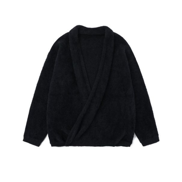 Fox Fur Pullover Cross V-Neck Sweater Loose Top Autumn Winter Men's Trendy American INS Style Lazy Knitwear_viptrois.com