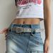 Y2k sexy spicy girl with PU punk feng shui diamond inlay, versatile trend women's belt, hollowed out waist belt_viptrois.com
