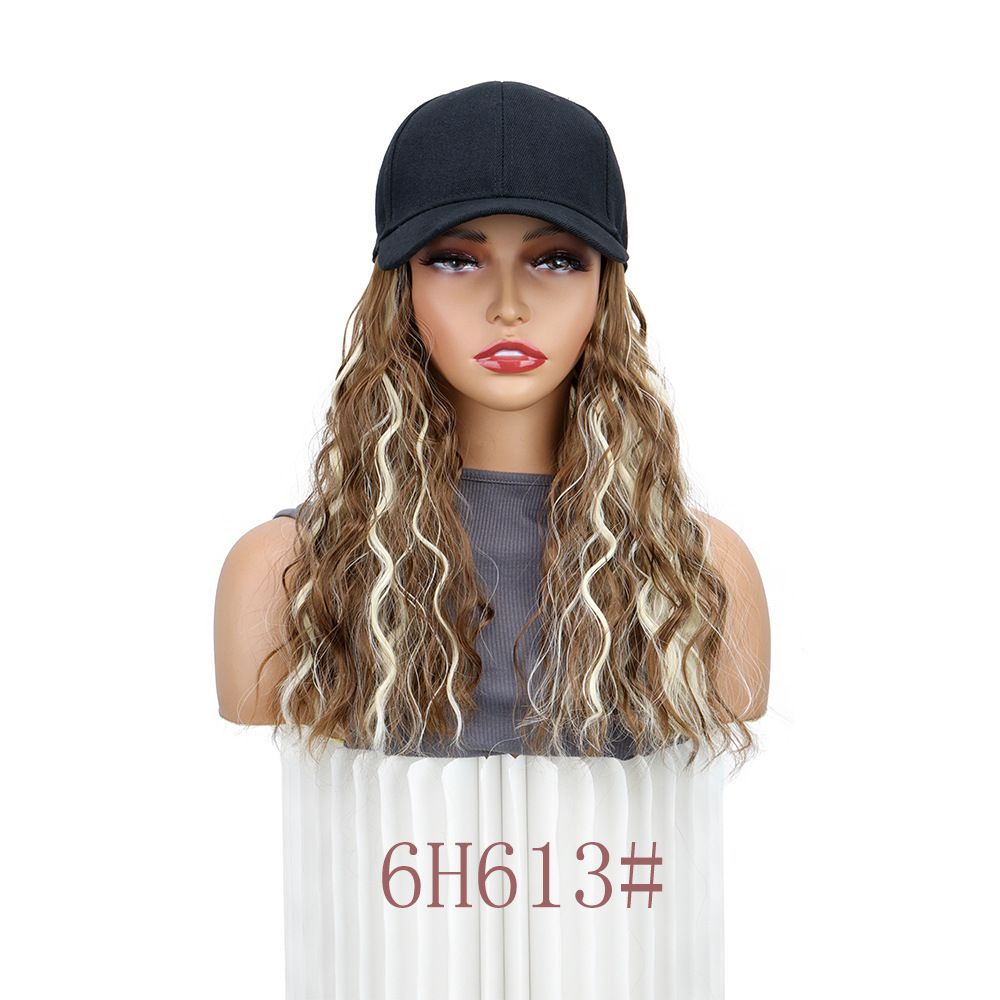 Women's Fashionable Synthetic Wig Baseball Cap With Water Wave Design, One-Piece Mid-Length Style, Ready To Ship Long Water Ripple Baseball Hat Wig_viptrois.com