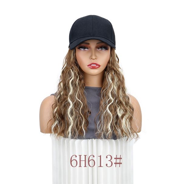 Women's Fashionable Synthetic Wig Baseball Cap With Water Wave Design, One-Piece Mid-Length Style, Ready To Ship Long Water Ripple Baseball Hat Wig_viptrois.com