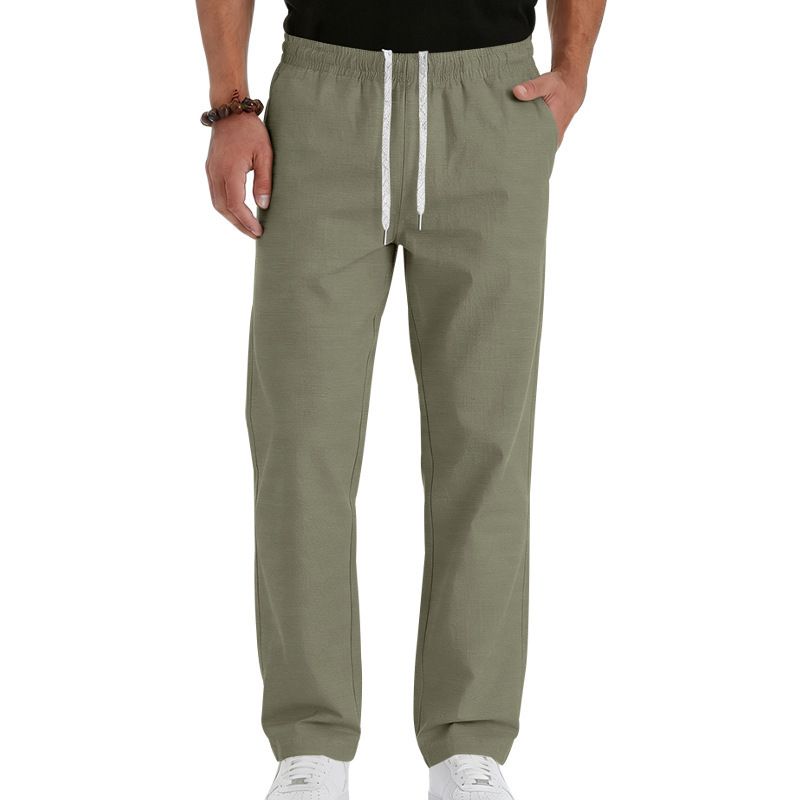 Men's Clothing Summer Men's Commuter Casual Trousers High Street Style Simple Sporty Loose Fit Drawstring Straight Leg Breathable_viptrois.com