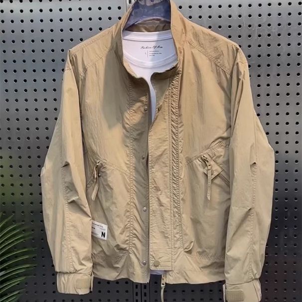 Loom Workwear Jacket Casual Versatile Spring And Autumn Stand Collar Windbreaker Coat Men's Cool Youth Trendy Brand Top_viptrois.com