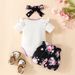 Babies' clothes Baby Short Sleeve Triangle Romper Shorts Set Baby Girl Alphabet Summer Tops Belt Flowers Cute Pants_viptrois.com