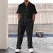 New Men's Commuter Suit Casual Button Up Shirt Short Sleeve Pants Men's Everyday Wear_viptrois.com