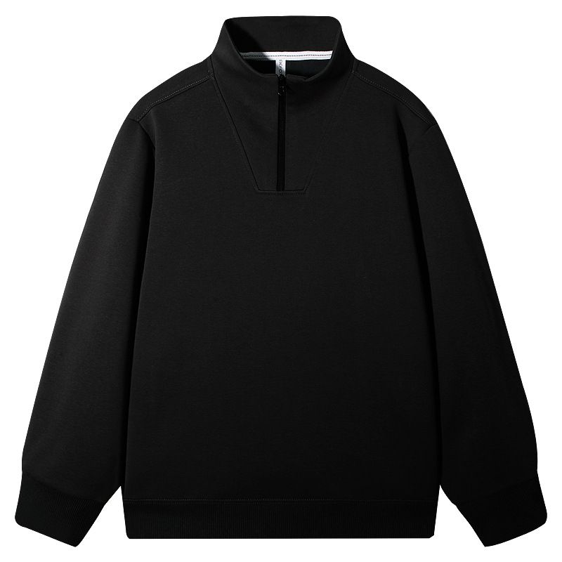 "Men's Half-Zip Sweatshirt - Stand Collar Pullover, Loose Fit Casual Long Sleeve Top In Black, Gray & More"_viptrois.com