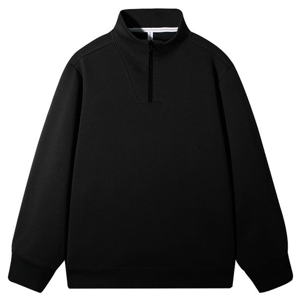 "Men's Half-Zip Sweatshirt - Stand Collar Pullover, Loose Fit Casual Long Sleeve Top In Black, Gray & More"_viptrois.com