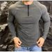 Autumn Winter American Style Slim Fit Thermal Base Layer T-Shirt Warm Top Fitness Sports Men Half-Zip Round Neck Long_viptrois.com