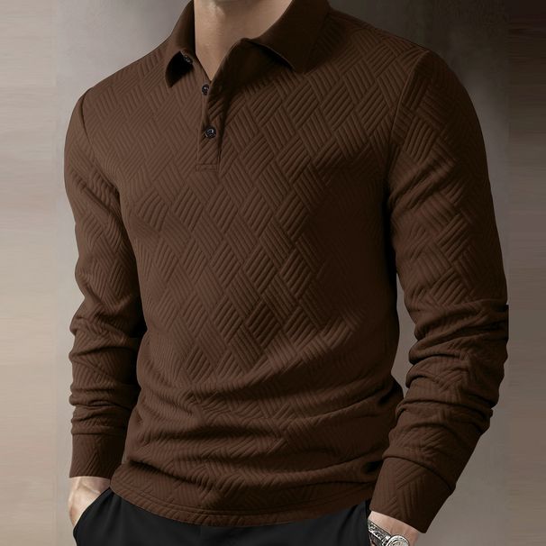 Men's Long Sleeve Polo Shirt – Classic Collar, Breathable Polyester, Slim Fit For Casual & Smart Wear (Apricot/Royal Blue/Burgundy, S-2XL)_viptrois.com