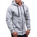 Men's Zip-Up Hooded Sweatshirt - Heavyweight Fleece-Lined Pullover With Side Pockets (Black/Navy/Charcoal/Light Gray/Maroon)_viptrois.com
